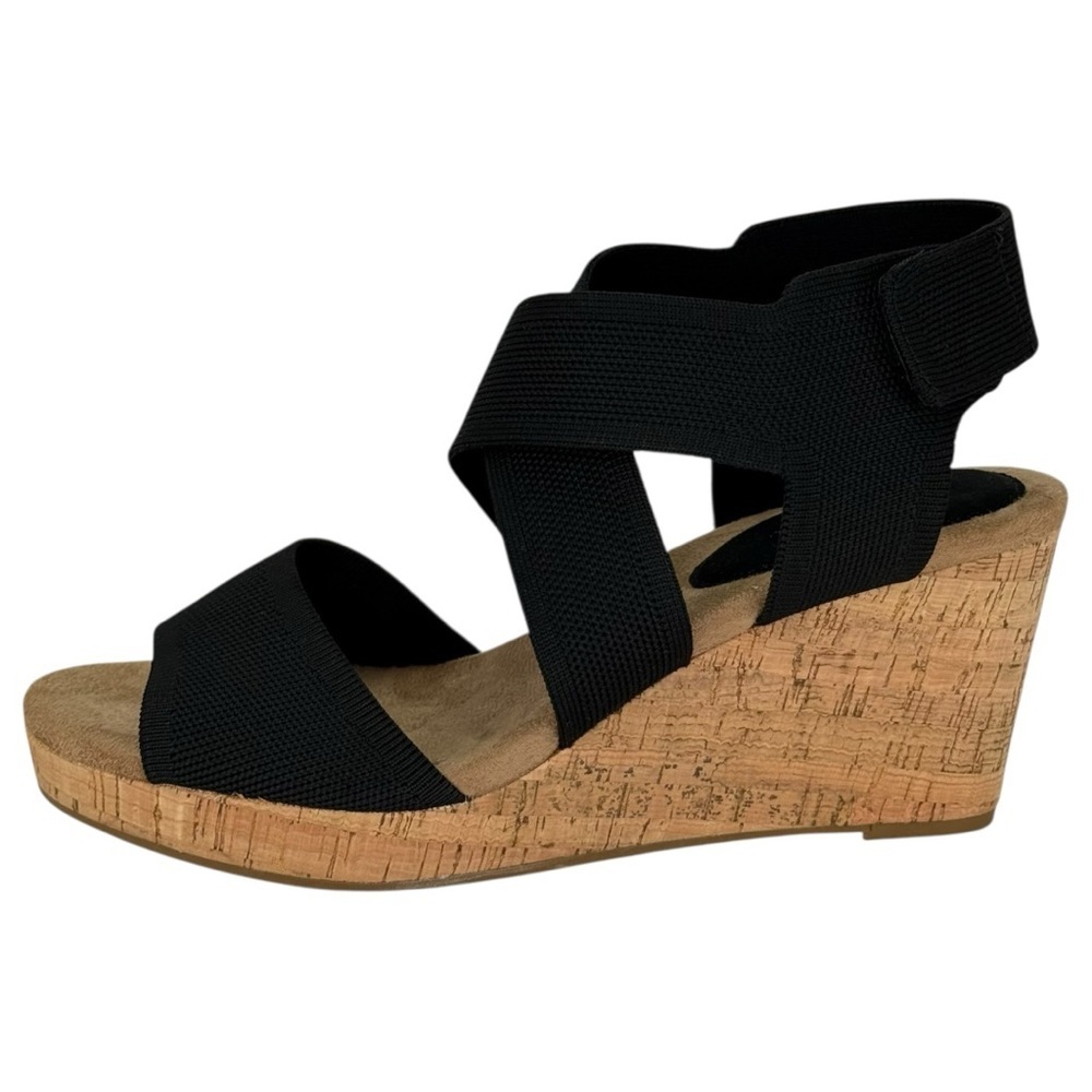 Style & Co. Sicilyy Black Cross Strap Cork Womens Wedge Sandals Size 10M - Picture 3 of 13